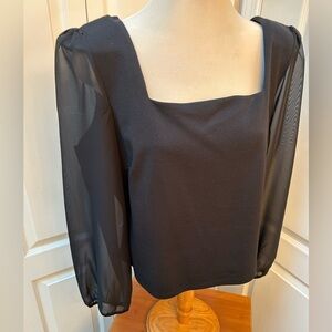 Elegant Black Sheer Sleeve Top